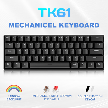 TK61 60% RGB USB wired Swappable Switch Gaming Mechanical Keyboard