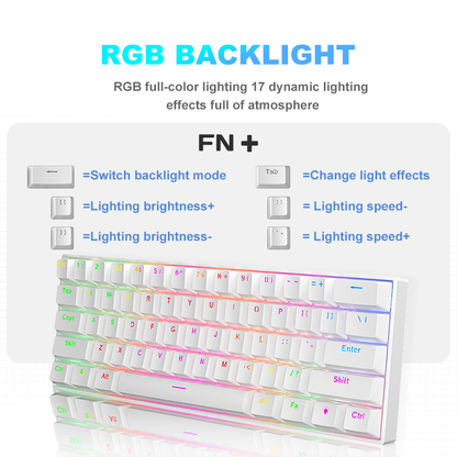 TK61 60% RGB USB wired Swappable Switch Gaming Mechanical Keyboard